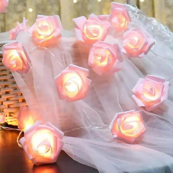 Захранвана от батерия/USB фея LED розово цвете Light String Празнична външна лампа за коледно сватбено тържество Свети Валентин Декорация