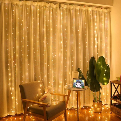 Κουρτίνα LED 6X3M Γιρλάντα Fairy Lights Festoon με τηλεχειριστήριο USB Χριστουγεννιάτικη γιρλάντα Χριστουγεννιάτικη διακόσμηση Διακόσμηση γάμου