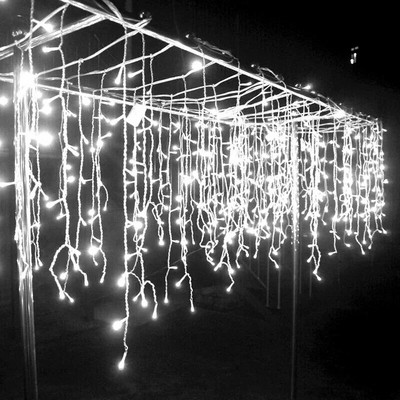 4M LED zavjesa Icicle Christmas Light Fairy String Lights Girlland Waterfall Vanjski vrtni ukras za uličnu strehu na terasi