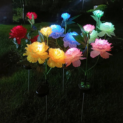 Слънчева лампа за цветя от божур Творческа градинска светлина Външна водоустойчива ландшафтна лампа Симулация на цветна светлина за декор на дворна тревна площ