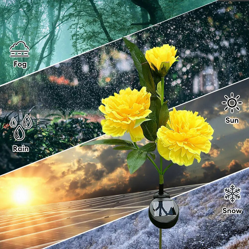 Solarna svjetiljka za cvijet božura, kreativna vrtna svjetiljka, vanjska vodootporna svjetiljka za pejzaž, simulacija cvjetnog svjetla za uređenje travnjaka u dvorištu