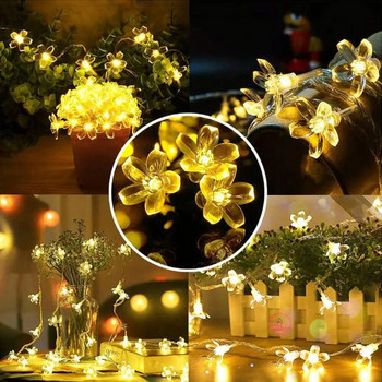 50/100 LED Solar Powered Flower String Light 8 Λειτουργία φωτισμού Φωτιστικό κήπου Εξωτερικά αδιάβροχα φώτα νεράιδων για διακόσμηση γκαζόν γάμου