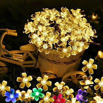 50/100 LED захранвана със слънчева енергия лампа за връв от цветя 8 режима на осветление Градинска светлина Външни водоустойчиви приказни светлини за декор на сватбена морава