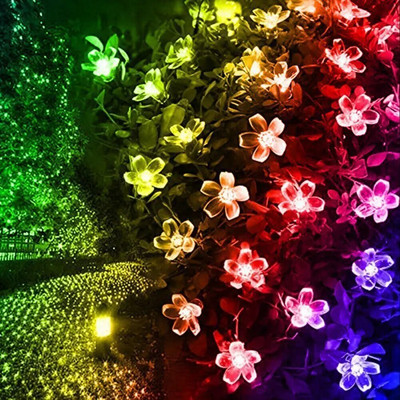 50/100 LED Solar Powered Flower String Light 8 Λειτουργία φωτισμού Φωτιστικό κήπου Εξωτερικά αδιάβροχα φώτα νεράιδων για διακόσμηση γκαζόν γάμου