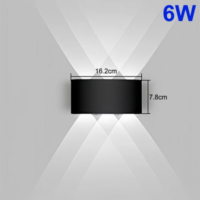 LED zidna svjetiljka Vodootporna vanjska rasvjeta 4W 6W 8W 10W AC85-265V gore i dolje prema rasvjeti unutarnje rasvjete Dekoracija noćne lampe