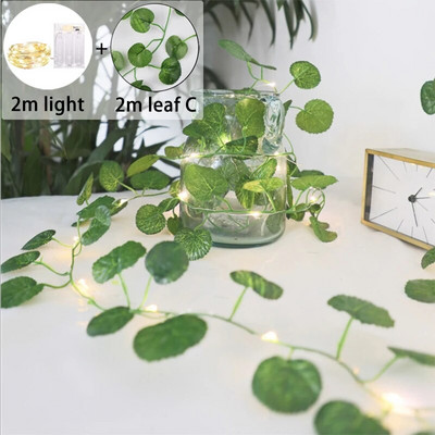 Decoratiuni de Craciun 2024 Ghirlandă cu frunze de arțar 2M 20LED/ 5M 50LED Anul Nou 2024 Festoon pentru Valentine/Acasă