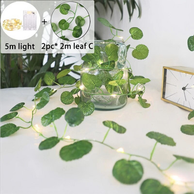 Decoratiuni de Craciun 2024 Ghirlandă cu frunze de arțar 2M 20LED/ 5M 50LED Anul Nou 2024 Festoon pentru Valentine/Acasă
