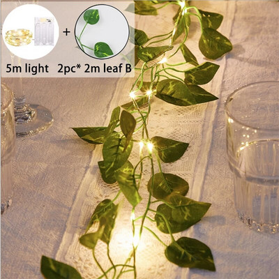 Decoratiuni de Craciun 2024 Ghirlandă cu frunze de arțar 2M 20LED/ 5M 50LED Anul Nou 2024 Festoon pentru Valentine/Acasă