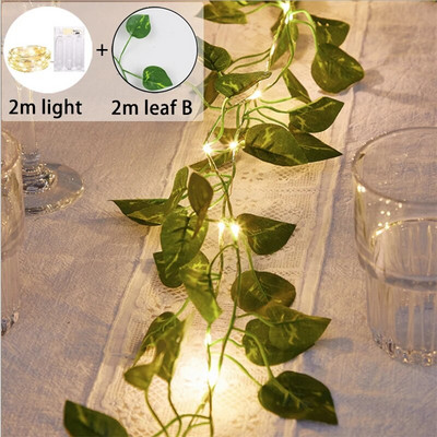 Decoratiuni de Craciun 2024 Ghirlandă cu frunze de arțar 2M 20LED/ 5M 50LED Anul Nou 2024 Festoon pentru Valentine/Acasă
