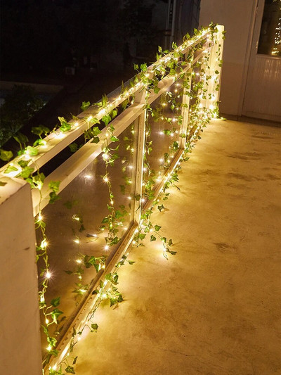 Χριστουγεννιάτικη διακόσμηση 2024 LED Fairy String Lights 2M 20LED/ 5M 50LED Maple Leaf Garland New Year 2024 Festoon For Valentine/Home