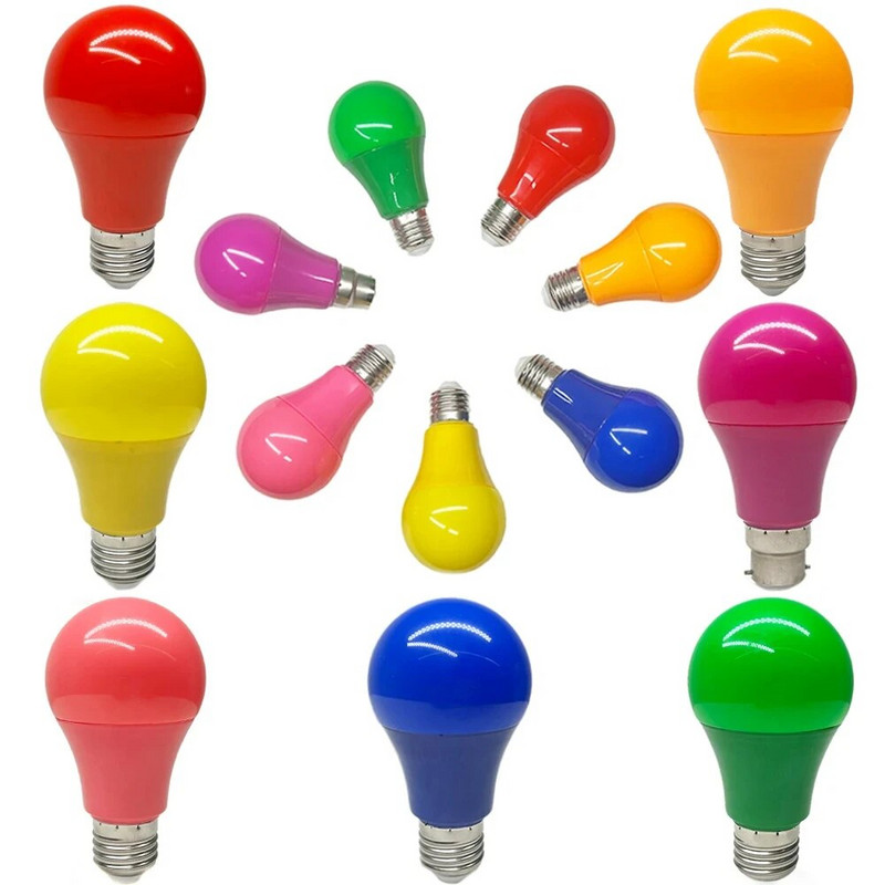 Colorul Led Light Bule Bar Light E27 B22 5W Lempa AC 220V 110V Raudona Mėlyna Žalia Geltona Bombillas Lampara Barui KTV Vakarėlio lemputės