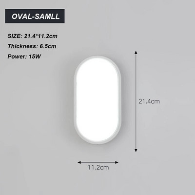 Nedvességálló LED-es fali lámpák elülső veranda mennyezeti lámpák, felületre szerelt ovális, kerek négyzetek kültéri kerti fürdőszoba világításhoz