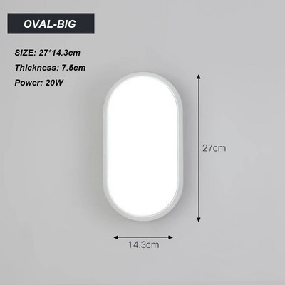 Nedvességálló LED-es fali lámpák elülső veranda mennyezeti lámpák, felületre szerelt ovális, kerek négyzetek kültéri kerti fürdőszoba világításhoz