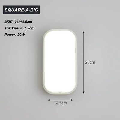 Nedvességálló LED-es fali lámpák elülső veranda mennyezeti lámpák, felületre szerelt ovális, kerek négyzetek kültéri kerti fürdőszoba világításhoz