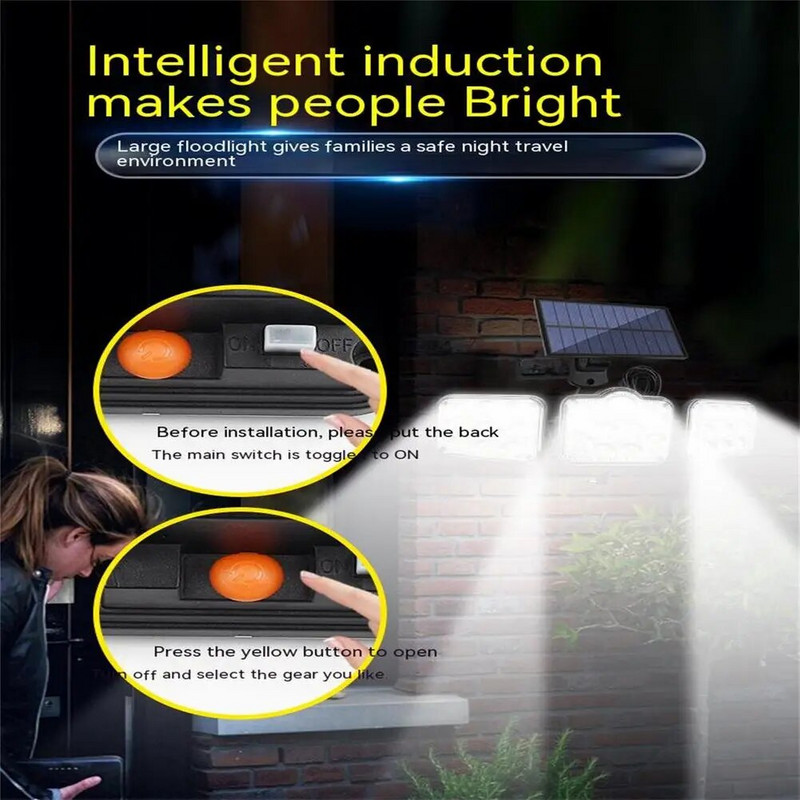 122LED saulės lemputė su nuotolinio valdymo pultu 2400mah ličio baterija lauko vandeniui atspari sodo gatvių lempų prožektorius