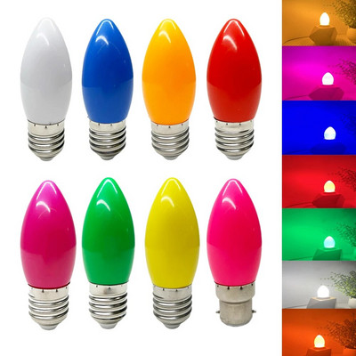 Bec LED colorat E27 B22 2W RGB Bec LED C35 Lumină lumânare LED 9 culori SMD 2835 AC 110V 220V Bec glob alb rece/cald