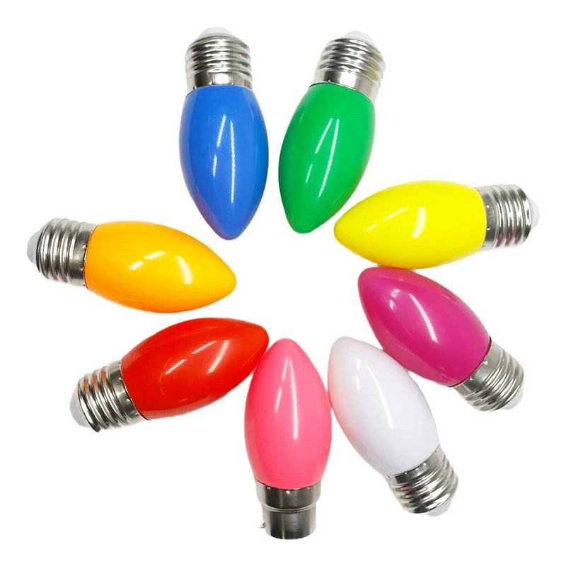 Spalvinga LED lemputė E27 B22 2W RGB Led Bulb C35 Led žvakių šviesa 9 Spalva SMD 2835 AC 110V 220V Globe lemputė šalta / šilta balta