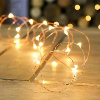 НОВО 5M 10M медна жица LED струни Светлини Празнично осветление Фея гирлянда за коледно дърво Декорация на сватбено тържество