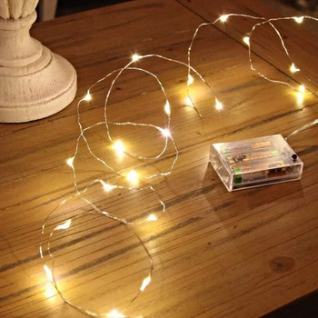 НОВО 5M 10M медна жица LED струни Светлини Празнично осветление Фея гирлянда за коледно дърво Декорация на сватбено тържество