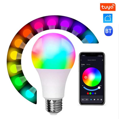 Becuri inteligente E27 Bec LED Bluetooth Smart Life Control APP Dimmerabile 10W AC85-265V RGB+CCT Lampă de schimbare a culorii Lucrează cu Tuya