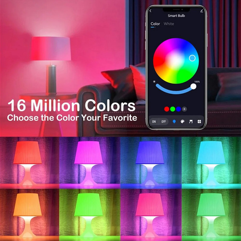 E27 išmaniosios lemputės Bluetooth LED lemputė Smart Life APP valdymas reguliuojamas 10W AC85-265V RGB+CCT spalvų keitimo lempa Darbas su Tuya