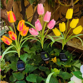 Vanjska LED solarna svjetiljka RGB Lampa za cvijet tulipana Pejzaž Svjetiljka za travnjak u dvorištu Vodootporna vrtna kolac Umetnite solarno svjetlo od ruže i ljiljana