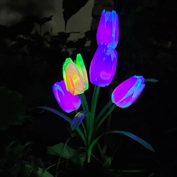 Ηλιακό φως LED εξωτερικού χώρου RGB Φωτιστικό λουλουδιών Tulip Τοπίο Φωτιστικό γκαζόν αυλής Αδιάβροχο ένθετο πάσσαλου κήπου Solar Rose Lily Light