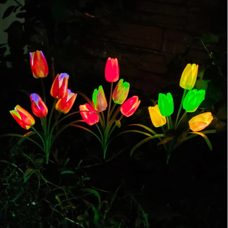 Vanjska LED solarna svjetiljka RGB Lampa za cvijet tulipana Pejzaž Svjetiljka za travnjak u dvorištu Vodootporna vrtna kolac Umetnite solarno svjetlo od ruže i ljiljana