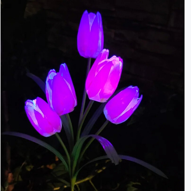 Vanjska LED solarna svjetiljka RGB Lampa za cvijet tulipana Pejzaž Svjetiljka za travnjak u dvorištu Vodootporna vrtna kolac Umetnite solarno svjetlo od ruže i ljiljana