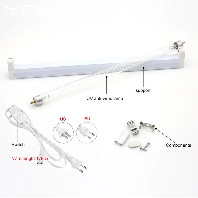 UVC kvarc lámpa ultraibolya germicid fény 6W 8W 220V UV fény sterilizáló T5 izzó ózon baktericid lámpa elpusztítja a poratkát