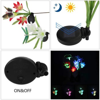 3 Head Led Solar Lily Flower Butterfly Dragonfly Φωτιστικό κήπου 7 Φωτισμός αλλαγής χρώματος Lily Rose Light Φωτιστικό γκαζόν Οριζόντια διακόσμηση