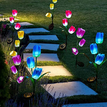 Слънчева LED светлина Външна лампа за цветя на лале, роза, пейзаж, градински декор, тревна лампа, водоустойчиви градински светлини, външни слънчеви светлини