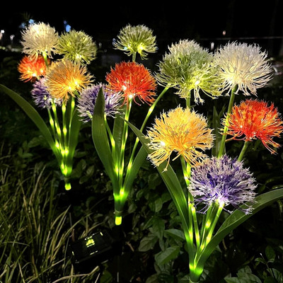 2PCS Head LED Solar Simulation Rose Flower Solar LED Light Garden Двор Тревата Нощна лампа Пейзаж Градина Декорация на дома Цветя