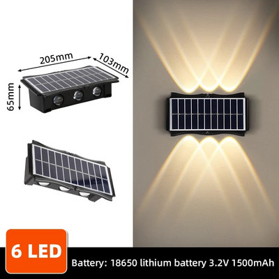 Vanjska solarna zidna svjetla Vanjski zidni svijećnjak Ulična svjetiljka Vodootporna LED rasvjeta na solarni pogon za uređenje kućnog vrta