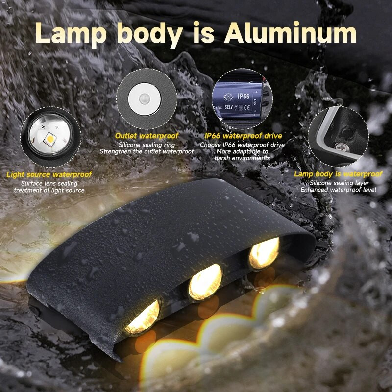 Vanjska solarna zidna svjetla Vanjski zidni svijećnjak Ulična svjetiljka Vodootporna LED rasvjeta na solarni pogon za uređenje kućnog vrta