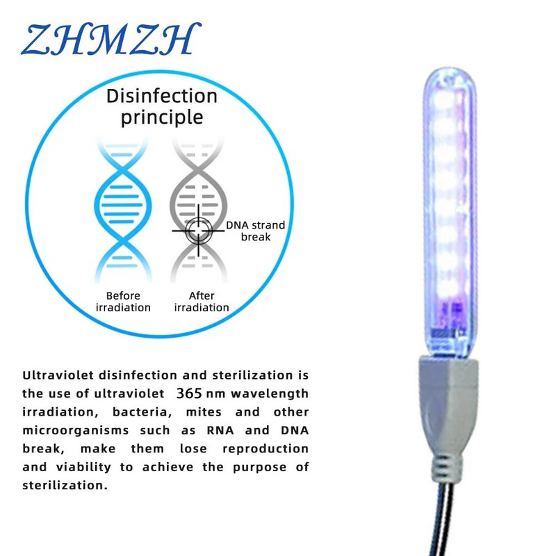 DC5V LED ultraljubičaste lampe za sterilizaciju 8 LED Mini UVA prijenosna svjetla za dezinfekciju UV lampe USB germicidna lampa