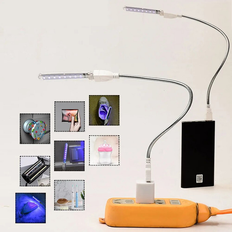 DC5V LED ultraljubičaste lampe za sterilizaciju 8 LED Mini UVA prijenosna svjetla za dezinfekciju UV lampe USB germicidna lampa