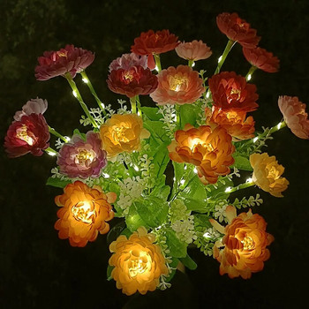 7 глави Слънчева орхидея Розова светлина Външна водоустойчива градинска пейзажна лампа Външна морава Домашни декоративни нощни светлини с цветя