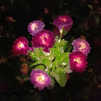 7 глави Слънчева орхидея Розова светлина Външна водоустойчива градинска пейзажна лампа Външна морава Домашни декоративни нощни светлини с цветя