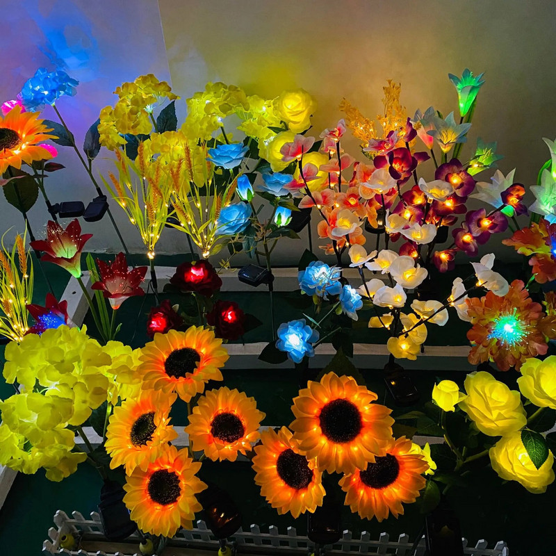 7 glava solarna svjetiljka za orhideje ruže vanjska vodootporna vrtna svjetiljka za krajolik Vanjski travnjak kućna noćna svjetla s ukrasnim cvijećem