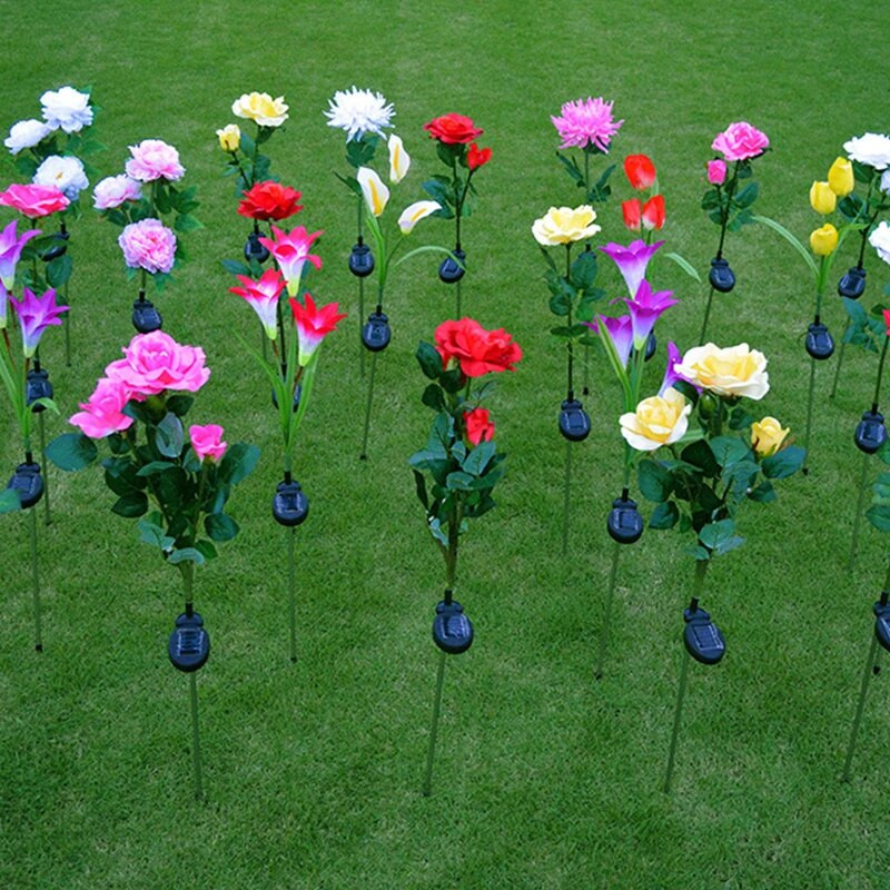 7 glava solarna svjetiljka za orhideje ruže vanjska vodootporna vrtna svjetiljka za krajolik Vanjski travnjak kućna noćna svjetla s ukrasnim cvijećem