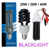 Blacklight UV lampa 20W 30W 40W Ultraljubičaste lampe Štedne UVA žarulje crna svjetla E27 DC 12V/220V Svjetlo za cijev za komarce