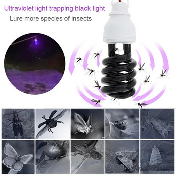 Blacklight UV лампа 20W 30W 40W ултравиолетови лампи Енергоспестяващи UVA крушки черни светлини E27 DC 12V/220V Mosquito Tube Trap Light