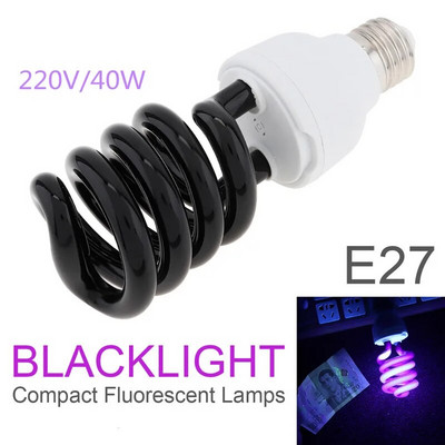 Blacklight UV lampa 20W 30W 40W Ultraljubičaste lampe Štedne UVA žarulje crna svjetla E27 DC 12V/220V Svjetlo za cijev za komarce