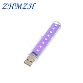 8 LED dioda Mini UVA prijenosna USB germicidna lampa 1,6 W svjetla za dezinfekciju 12 g UV lampe Dezinfekcijsko svjetlo za uništavanje klica DC5V