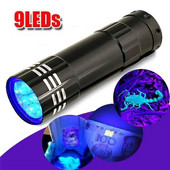 D5 UV šviesos žibintuvėlis Super Mini 9 LED žibintuvėlis juoda ultravioletinė lemputė mini ultravioletinė UV lemputė žibintuvėlis žibintuvėlis