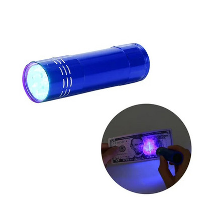 D5 UV šviesos žibintuvėlis Super Mini 9 LED žibintuvėlis juoda ultravioletinė lemputė mini ultravioletinė UV lemputė žibintuvėlis žibintuvėlis