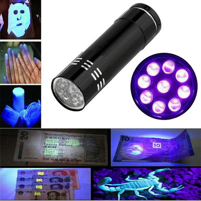 LED UV elemlámpa Ultraibolya zseblámpa nagyított ultraibolya sugárral állati vizeletfoltok vizsgálata lila fényű lámpa