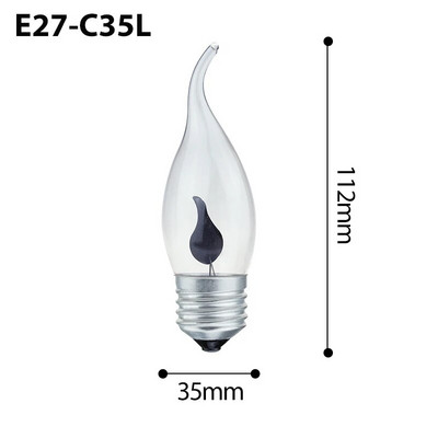 LED žvakių lemputės mirgėjimo liepsna E14 E27 Edison emuliacijos ugnies apšvietimas vintage 3W AC220V uodegos retro dekoro energiją taupanti lempa