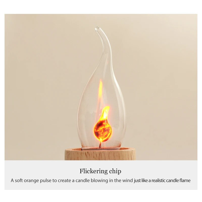 LED žvakių lemputės mirgėjimo liepsna E14 E27 Edison emuliacijos ugnies apšvietimas vintage 3W AC220V uodegos retro dekoro energiją taupanti lempa